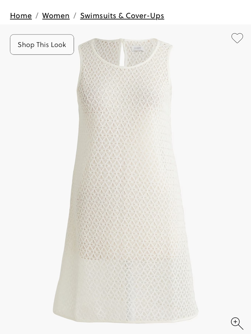 NWOT J. Crew Ivory Sleeveless Crochet Swim Coverup Dress